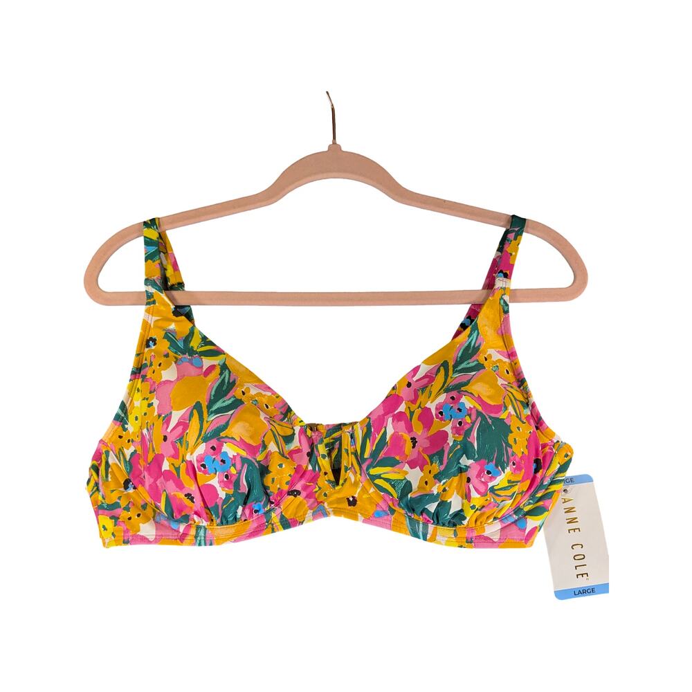 NWT Anne Cole Sunshine Floral Bikini Top Large